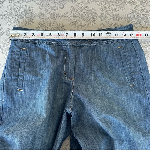 Anthropologie Wide Leg Chambray Cropped Trousers size 6 - Picture 5 of 10